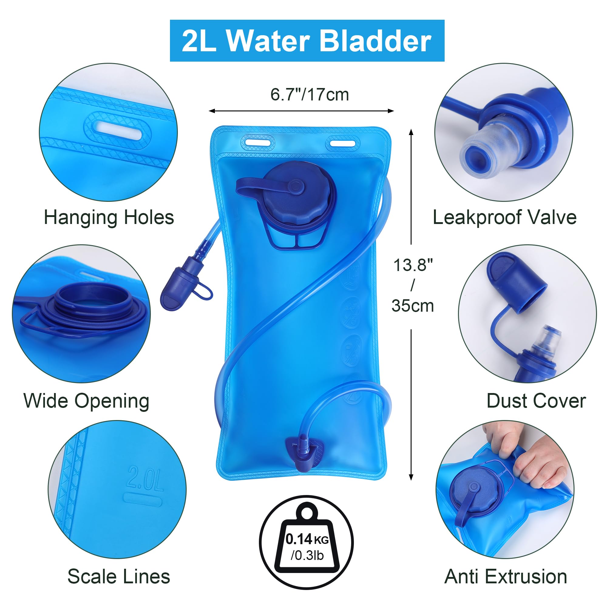 Zaino Idratazione Running con Vescica 2L, Zainetto Running Leggero Donna Uomo, Zaino Acqua per MTB Ciclismo Maratona Trekking