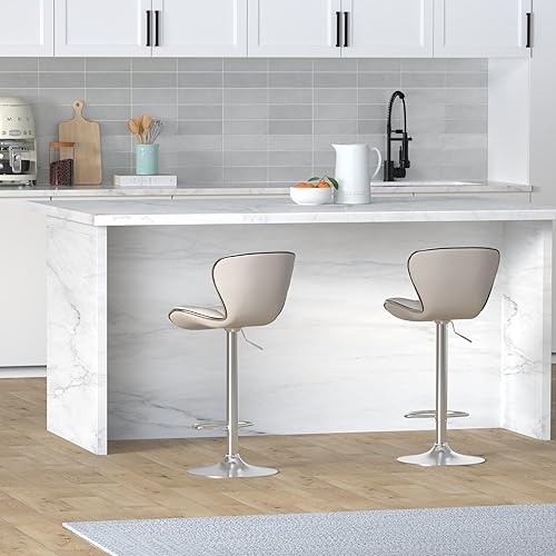 Miniatura 17 de Leopard- Bancos de barra giratorios, ajustables, con respaldo de piel sintética acolchada A-shell Espalda/Gris,Marrón,Caqui,Gris claro,Celeste,beige