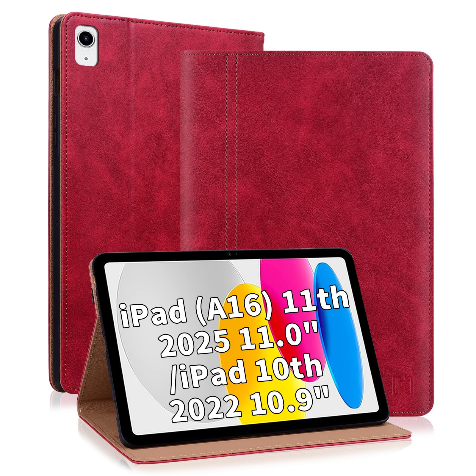 Cicili Hülle für iPad 2025 11. Generation (A16) 11 Zoll, iPad 10. Generation 10,9 Zoll 2022, Folio Schutzhülle mit Ständer PU Lederhülle Flip Case Cover für iPad 11./10. Generation Tablette, Rot