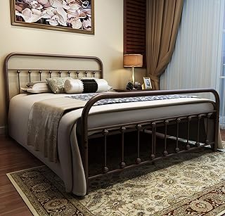 NACHTIMOOR Metal Bed Frame Queen Size Headboard and Footboard The Country Style Iron-Art Double Bed The Metal Structure, Antique Bronze.Sturdy Frame Premium Steel Slat Suppot