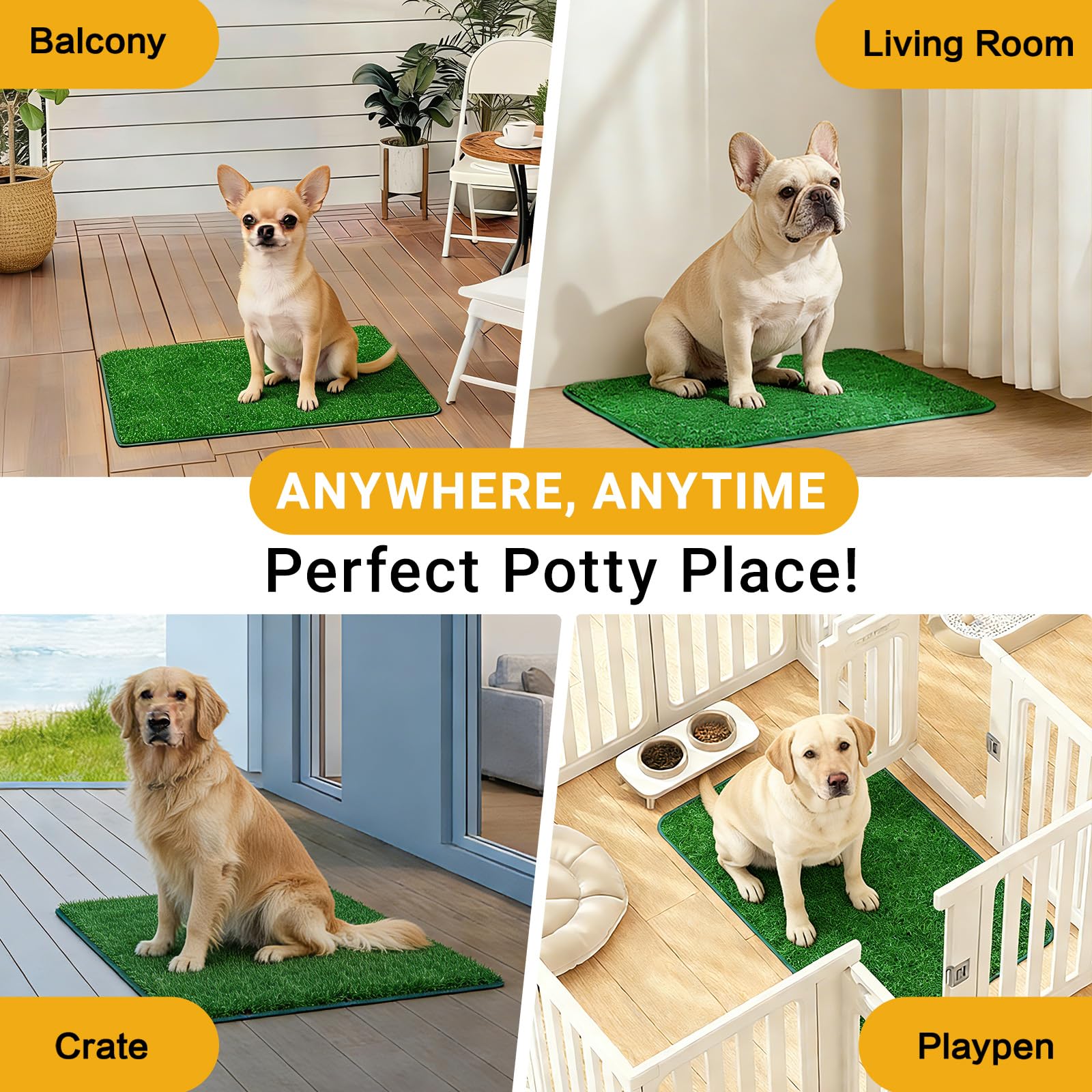 2 pezzi di toilette per cani con prato sintetico, toilette per cuccioli con prato sintetico per addestramento, sostituibile con prato sintetico per esterni, tappetino per addestramento per cuccioli