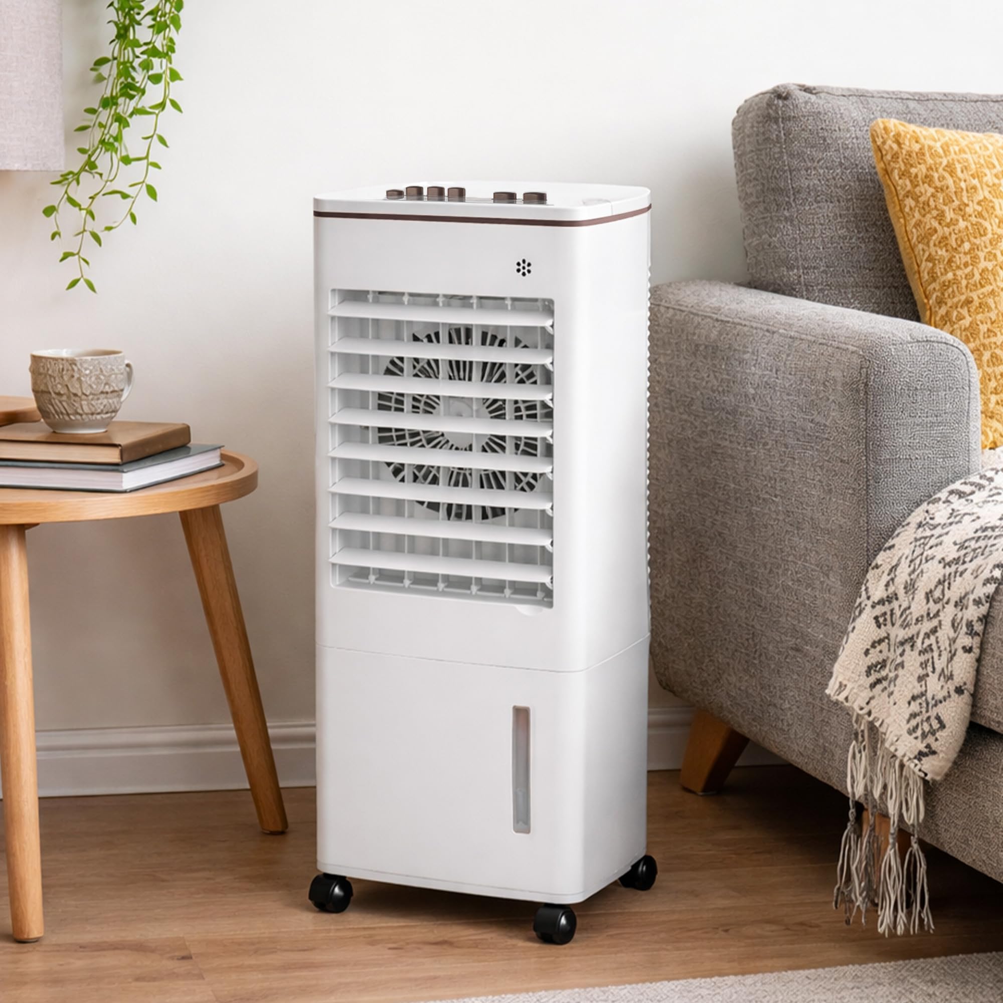 Jack Stonehouse White Jsh 8L Portable Evaporative Ice Water Air Cooler | Powerful 3-Speed 45W Oscillating Chiller Fan For Home Office Garage Studio Bedroom | 8 Litre Tank + Ice Packs