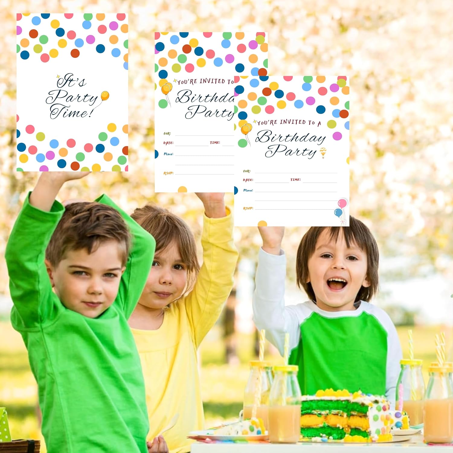 16 Birthday Party Invitation Cards with Envelopes,Uniquely Designed Birthday Cards for Children,Men, Women and Kids (Polka Dots)