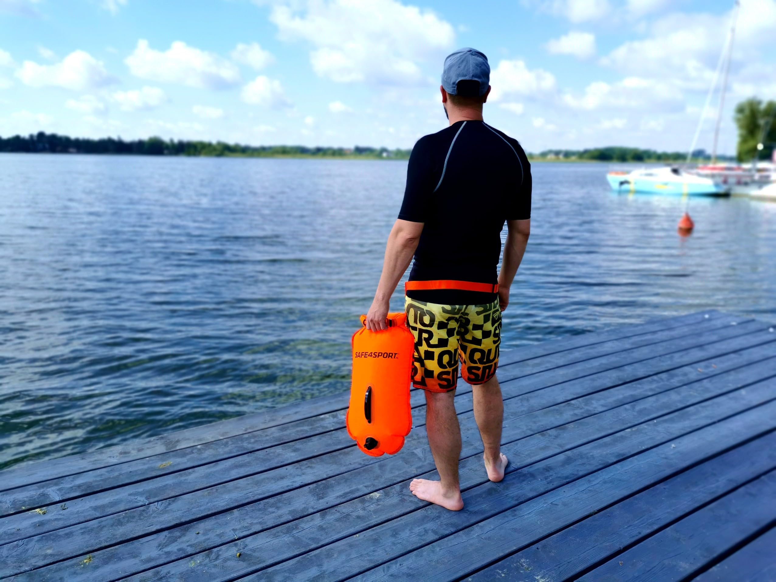 SAFE4SPORT - Borsa impermeabile per il nuoto per adulti - Dry Bag in Open Water Swimming - ideale per chi pratica triathlon - Zaino impermeabile - Gonfiabile Buoy