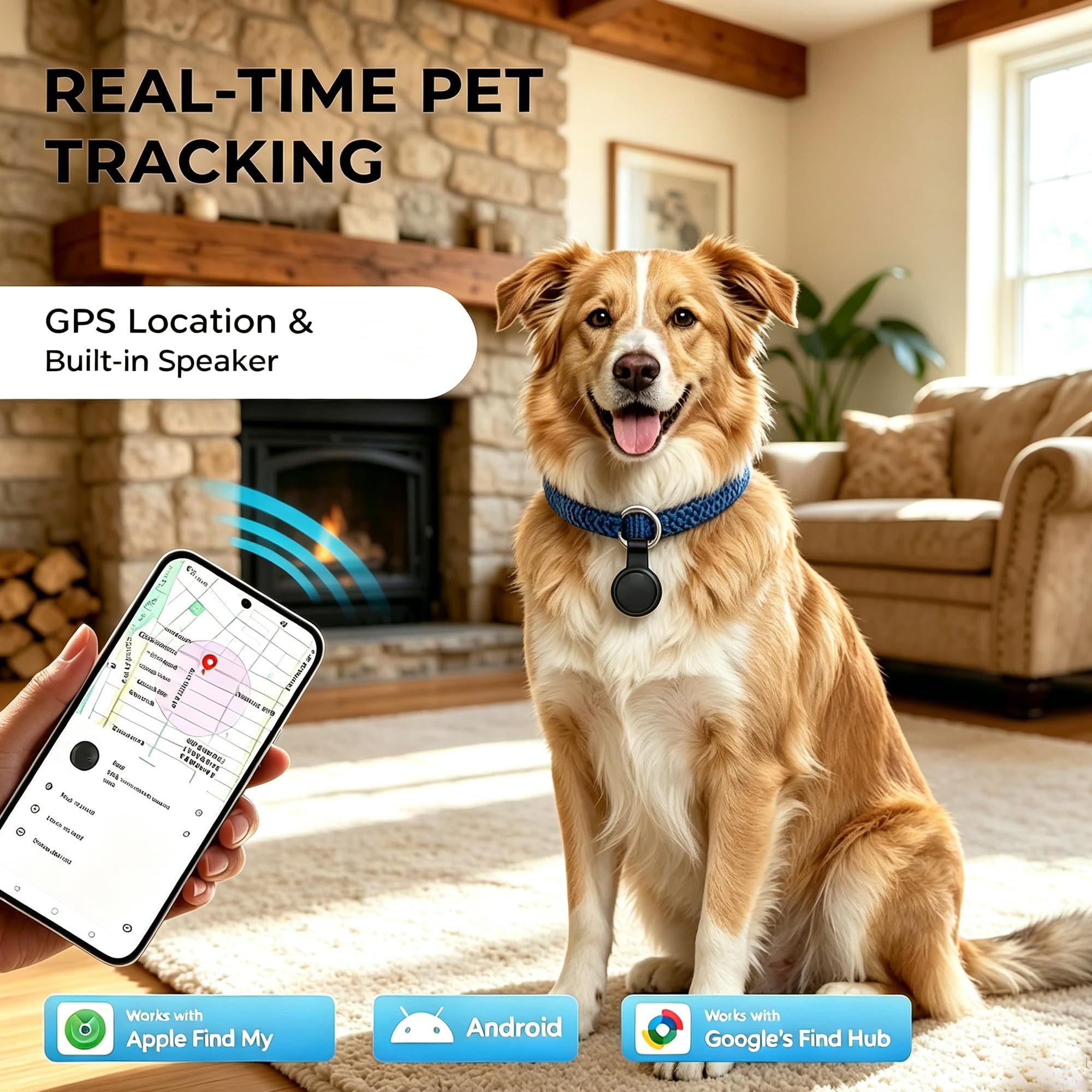 Collier de suivi de chat - Pas de frais, suivi GPS en direct, iOS et