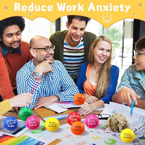 Miniatura 6 de Jenaai 200 bolas motivacionales para el estrés de 1.97 pulgadas, alivio del estrés, ejercicio de mano, bolas de espuma coloridas para adultos,