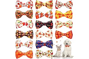 Thanksgiving Day Fall Autumn Maple Leaf Pet Bow Tie Collar Attachment - 16 Pcs