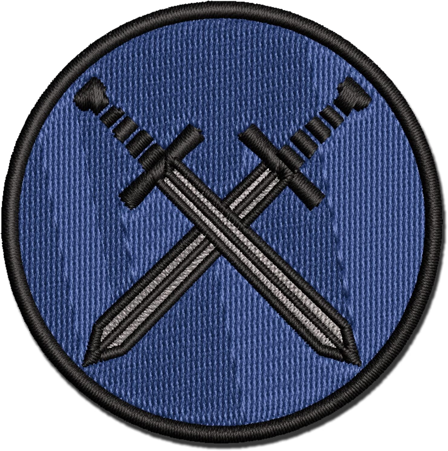 Crossed Swords Battle Icon Multi-Color Embroidered Iron-On Patch Applique - Large 3.5 Inch
