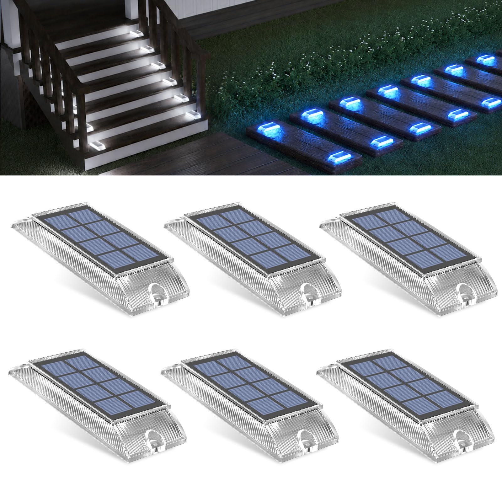 Alinana Solar Decking Lights Outdoor Waterproof, 6-Pack LED Driveway Lights