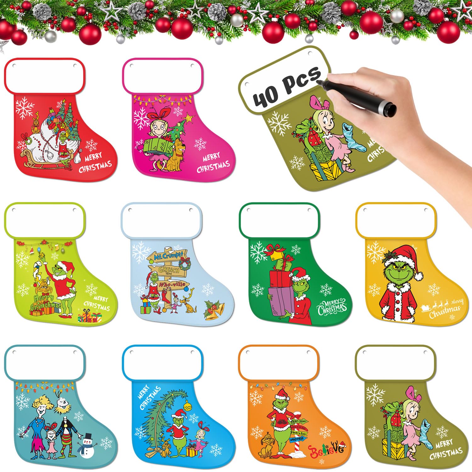 40 Pcs Mini Colorful Christmas Stocking Cutouts for Xmas Funny Office Winter Bulletin Board School Classroom Home Party Decorations