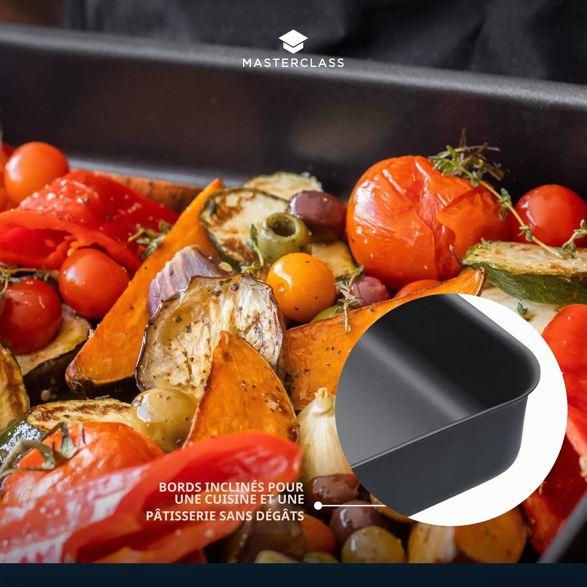 MASTER CLASS - Grand Plat à Rôtir Antiadhésif en Aluminium Anodisé Dur, 42 x 31 cm