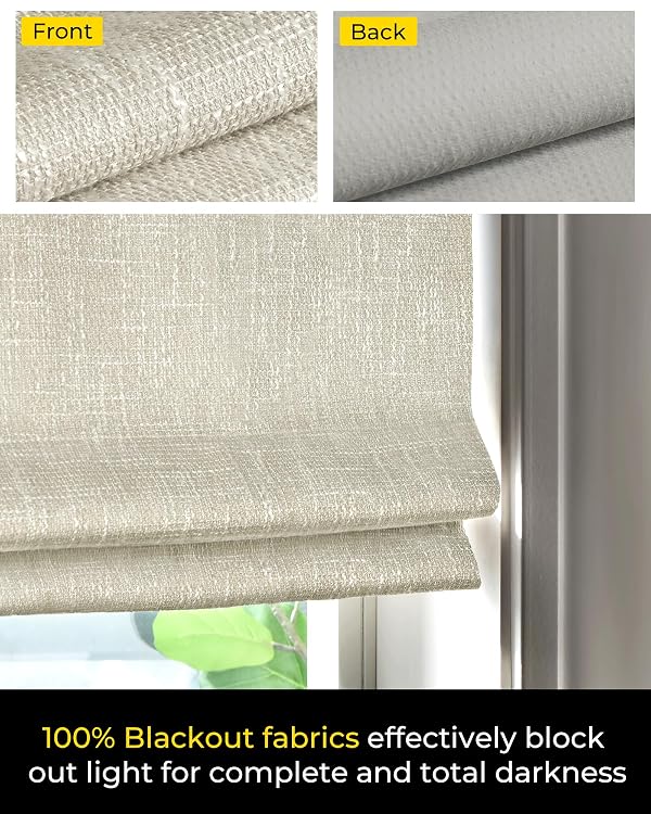 UNISHADES No Drill Cordless Roman Shades, Room Darkening, 39×64 in Beige by UNISHADES - Used condition - Image 3