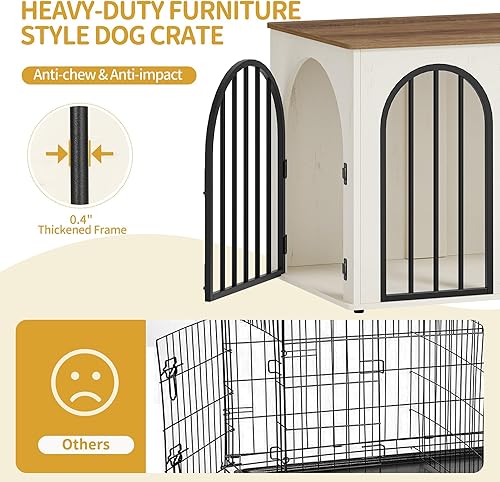 Miniatura 6 de Muebles de madera para perros de 31.5 pulgadas, jaula de interior para perros pequeñosmedianos, jaulas resistentes decorativas para casa de