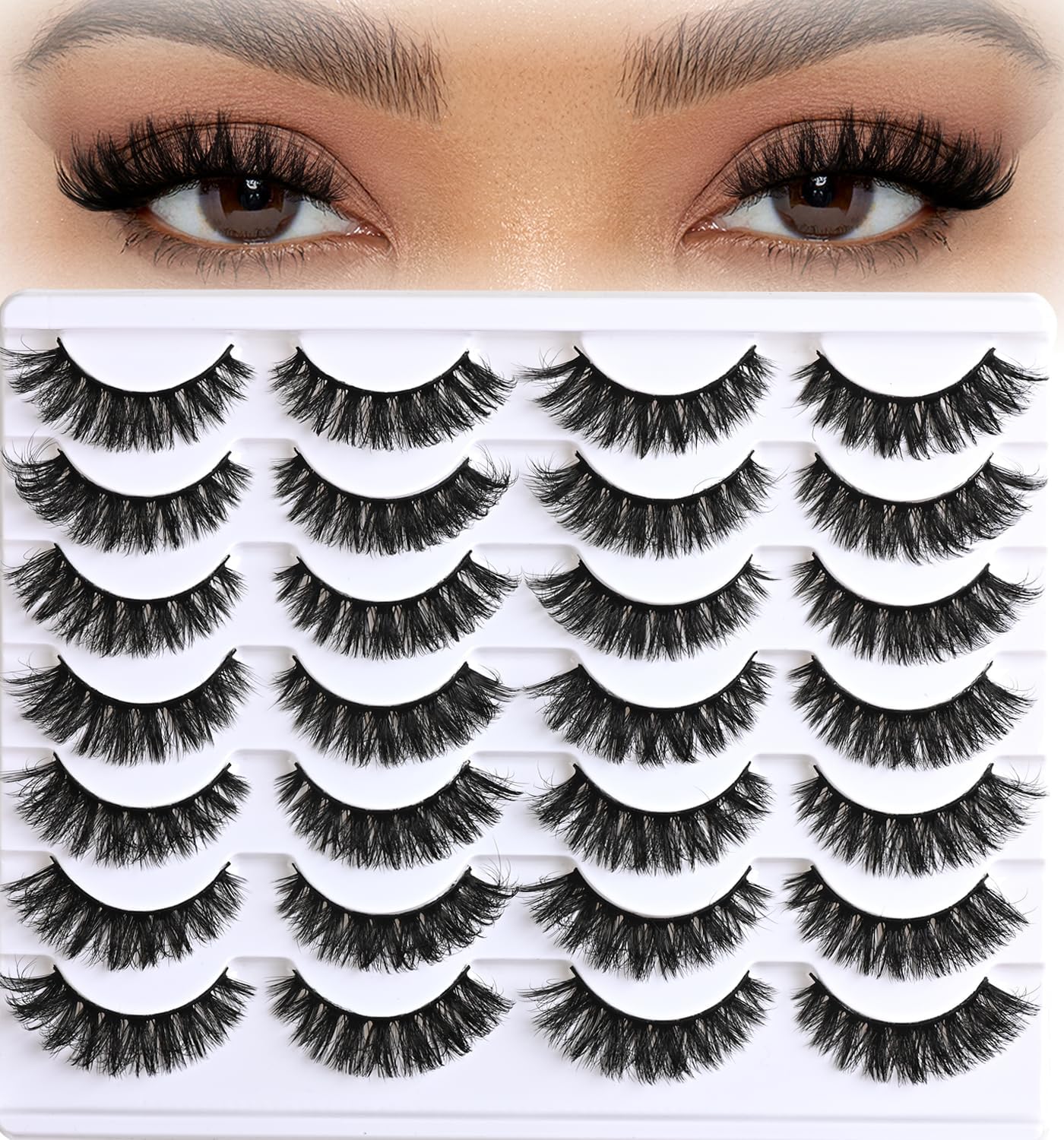 Lashes Volume Mink Eyelashes 14 Pairs Cateye Lash Strips Wispy Cat Eye Lashes Natural Look Short Thick Fluffy False Strip Eyelash Full Small Fake Lashes Pack Black Pestañas Postizas for Women
