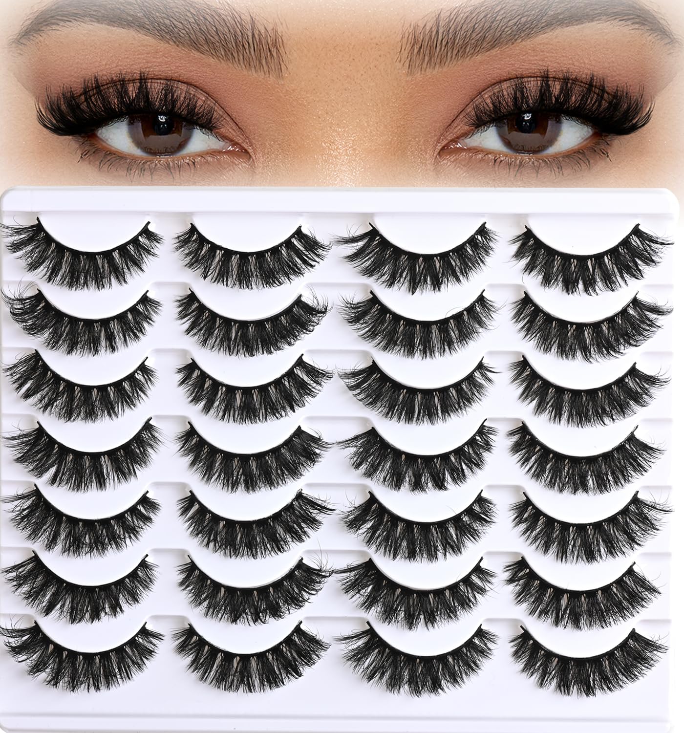 Lashes False Mink Eyelashes 14 Pairs Cat Eye Lashes Volume Fake Eyelash Natural Lash Strips Fluffy Eye Lashes Pack D Curl Short Lashes Natural Look Wispies Cateye Lashes for Women