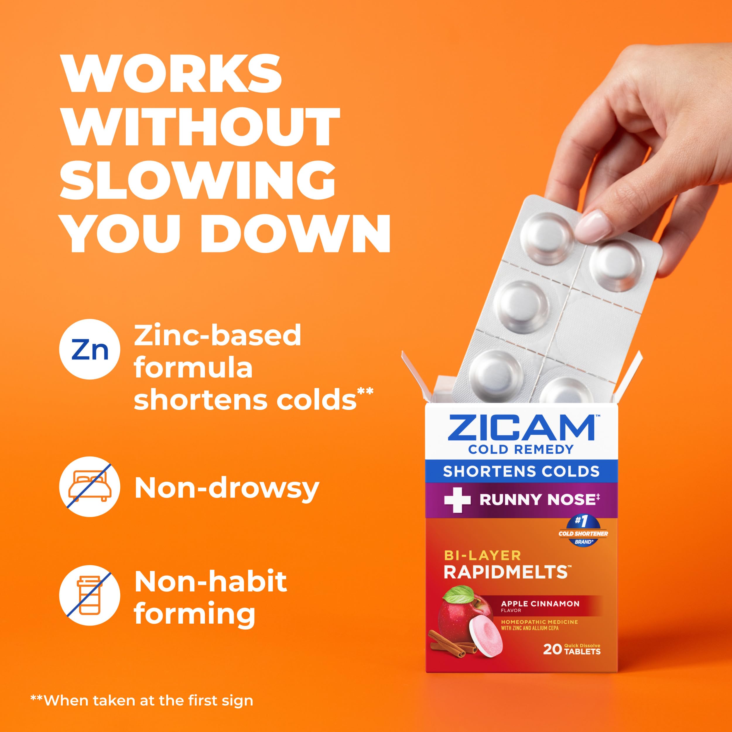 Zicam Cold Remedy RapidMelts Plus Runny Nose, Apple Cinnamon, 20 Count — Amazon image 6