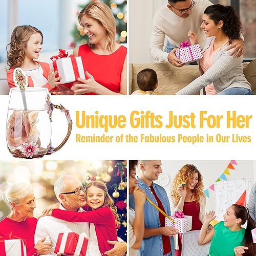 Miniatura 7 de Tazas de café de vidrio esmaltado con cuchara de acero, el mejor regalo de Navidad para mujeres, esposa, mamá, amigos, cumpleaños, día de la madre,