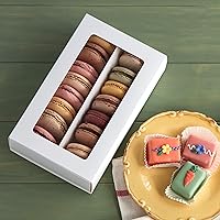 Vista 3 de Cajas de macarrones para 12 a 14 unidades, color blanco con ventana transparente [15 piezas], contenedor de macarrones o caja de embalaje