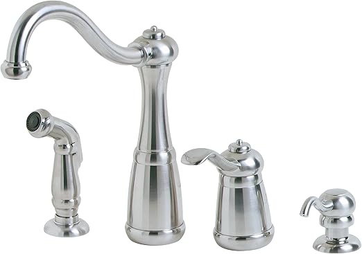 Pfister LG264NSS Marielle 1-Handle Kitchen Faucet with Side Spray & Soap Dispenser in Stainless Steel, Water-Efficient Model Pfister LG264NSS Marielle 1-Handle Kitchen Faucet with Side Spray & Soap Dispenser in Stainless Steel, Water-Efficient Model
