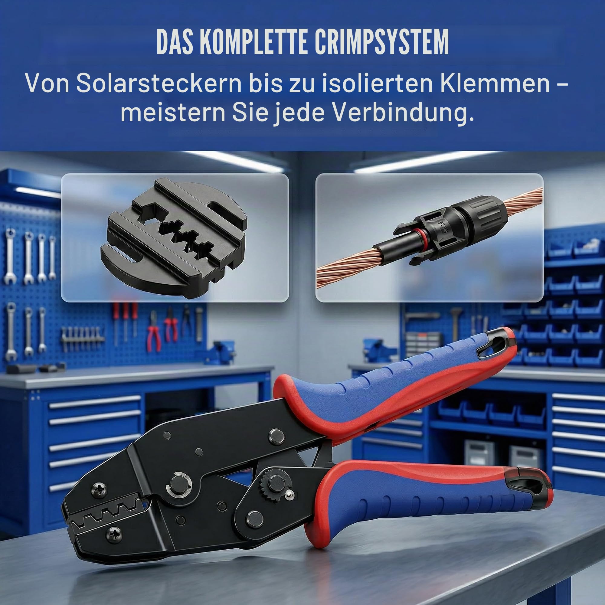 Crimpzange Wechselbacken Set mit 6 Köpfen,Elektrische Kabelschuhzange