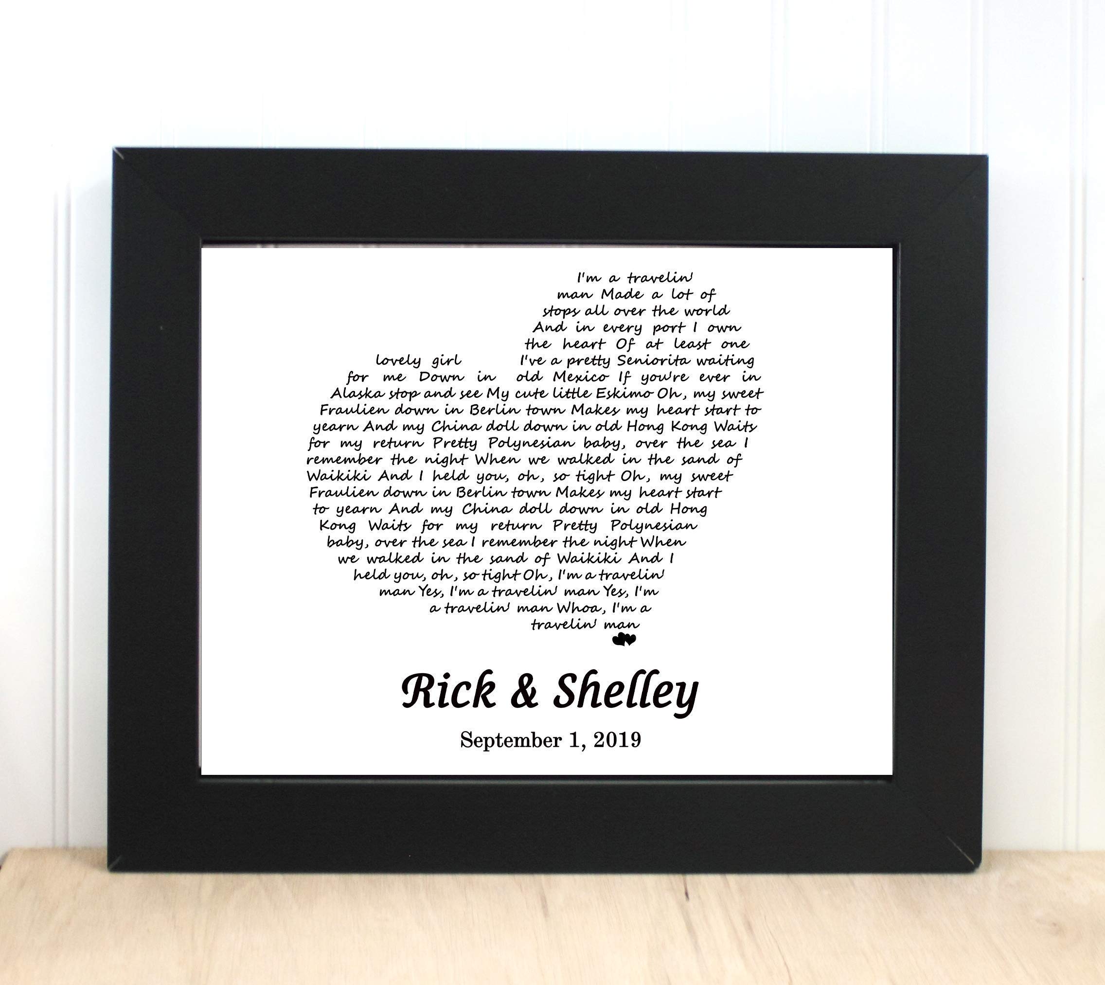 Lyrics Wall Art Wedding Anniversary Gift Paper First Anniversary
