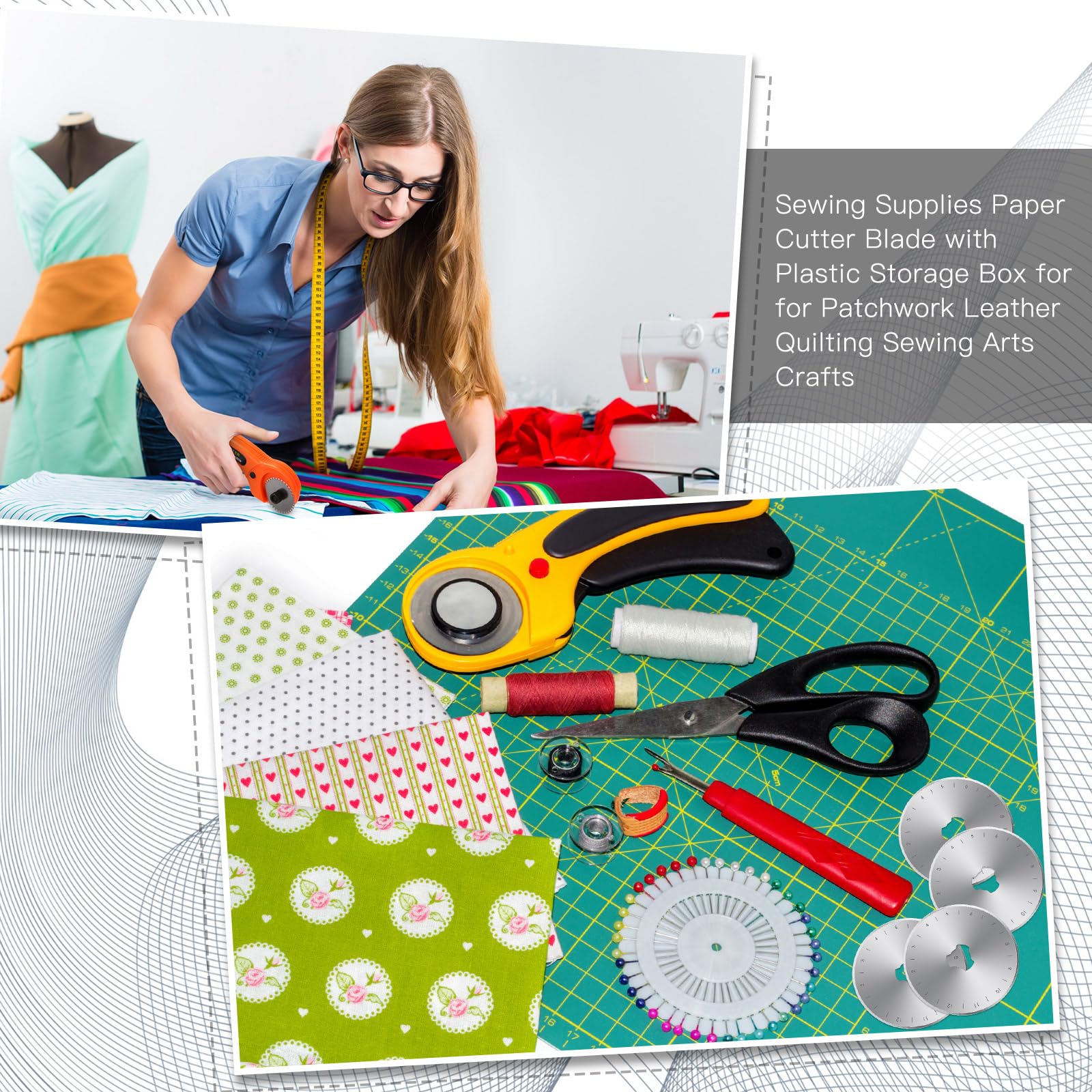 Lasnten 72 cuchillas de corte giratorias de 45 mm, cuchillas de repuesto compatibles con Fiskars Olfa Martelli Truecut Dafa, cortador rotativo, repuesto para manualidades, acolchado, artes de costura