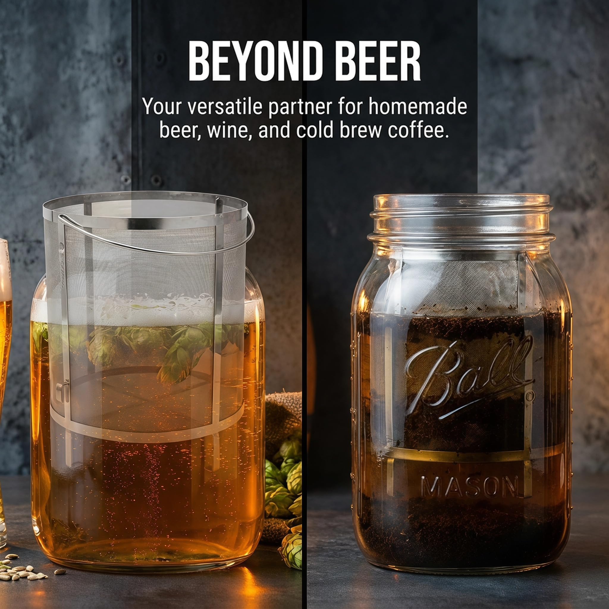 Filtro De Lúpulo Para Vino, Colador De Acero Inoxidable Extragrande, Filtro De Lúpulo Para Cerveza De 300 Micras, Araña De Lúpulo Con Soporte Para Lúpulo Casero, Cubo De Elaboración De Cerveza Y