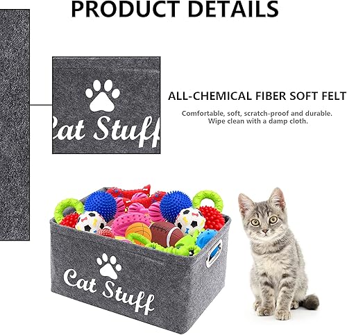 Miniatura 9 de Ropa y accesorios para gatosJuguetes para gatosCesta de almacenamiento de suministros para mascotasContenedor con asas, Solución de almacenamiento