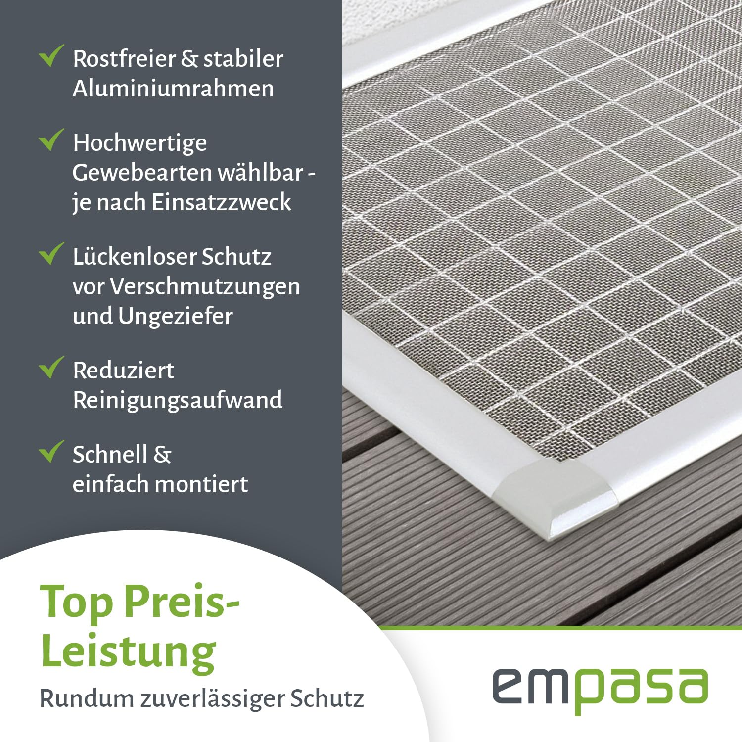 empasa Lichtschachtabdeckung Kellerschachtabdeckung mit Alu-Rahmen 'Profi' als kürzbarer Selbstbausatz, Material: Edelstahl-Gewebe, Größe: 60 x 115 cm
