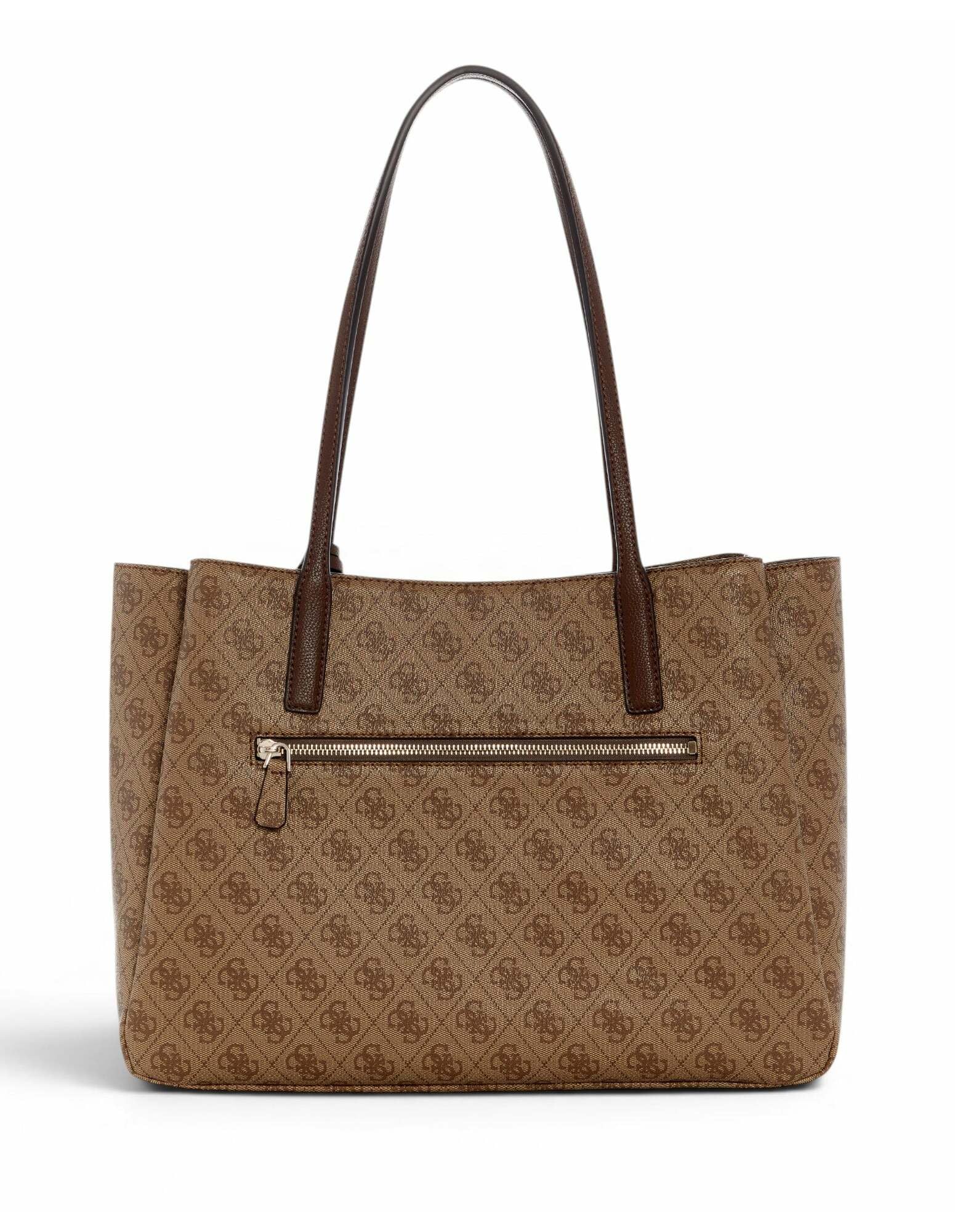 GUESS bolso de hombro maletín con compartimento para portátil Noelle II Tech Tote Latte Logo/Brown marrón claro