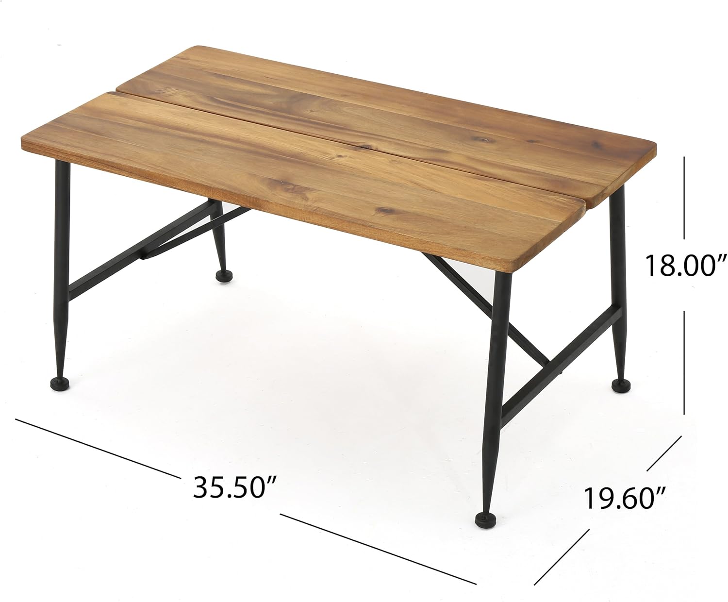 Christopher Knight Home Ocala Outdoor Industrial Wood Coffee Table with Iron Accents, Black / Antique Finish