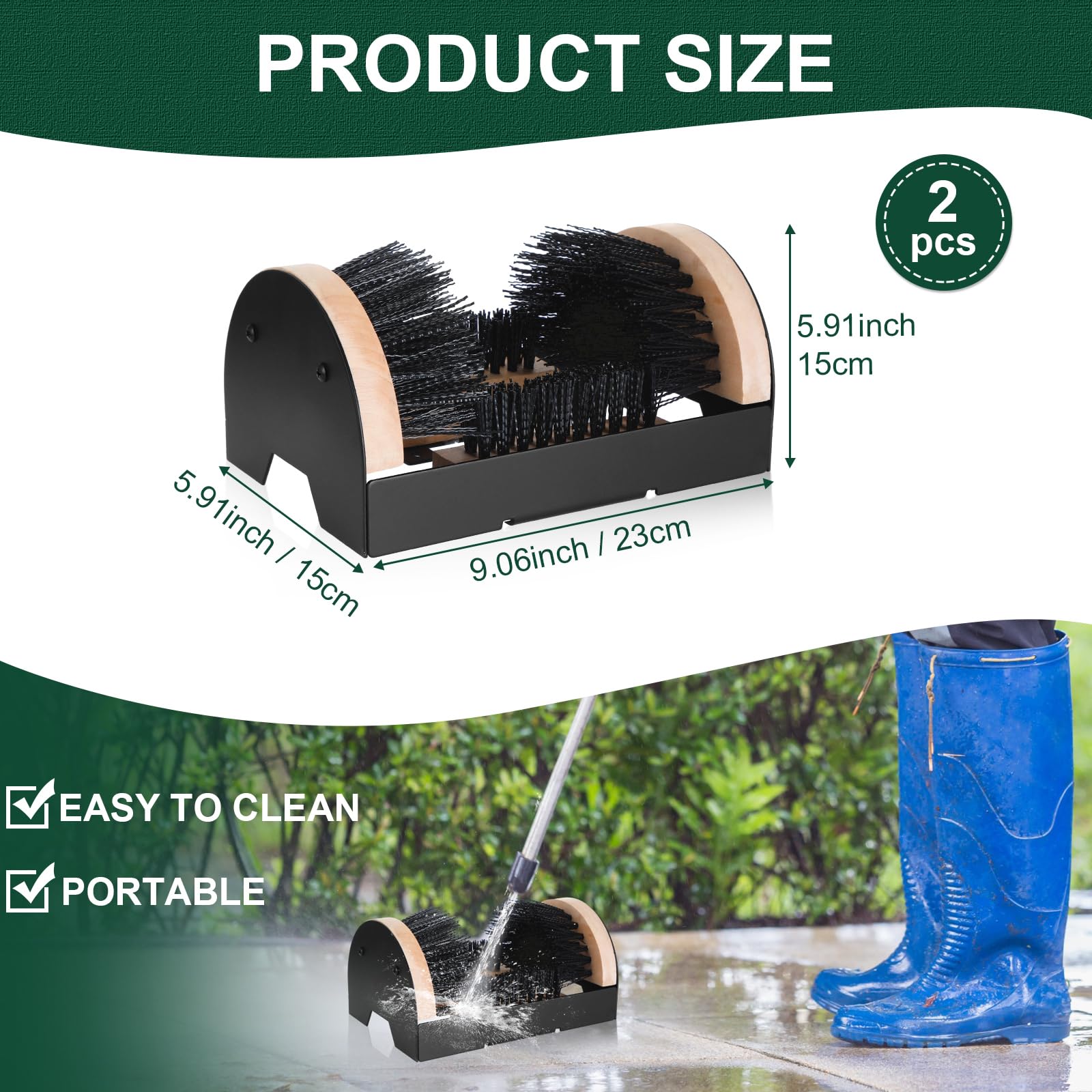 Sliner Cepillo limpiador de zapatos resistente para botas al aire libre para suministros de limpieza de barro (2 piezas)