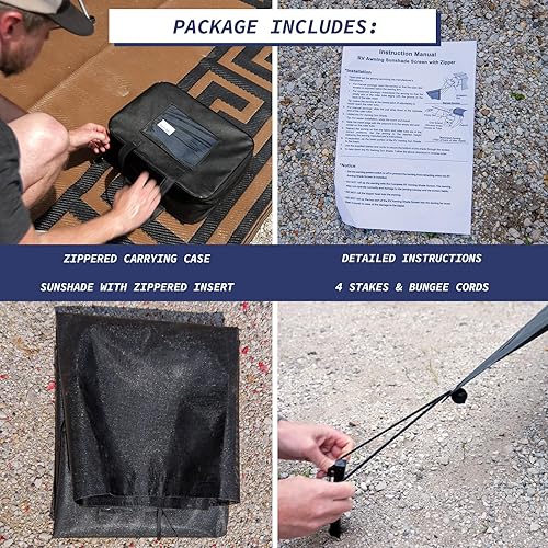 Miniatura 8 de NAIMORUI Pantalla para toldo de autocaravana con cremallera, pantalla frontal de toldo de autocaravana de 9 x 15 pies x 3 pies, malla negra,