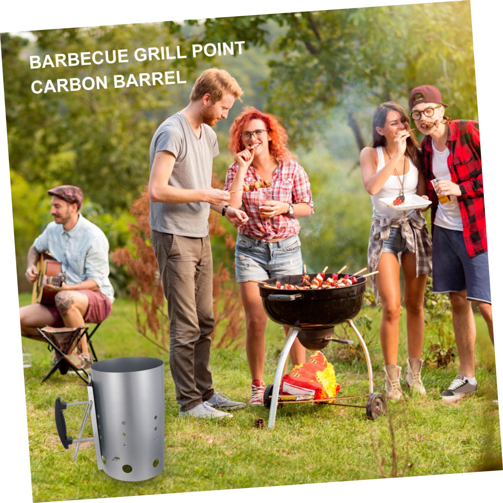 ORFOFE Barbecue Accendifuoco Galvanizzato con Manico in Nylon Accensione Carbonella per Grill da Esterno e Avvio Fiamma Odori Chimici