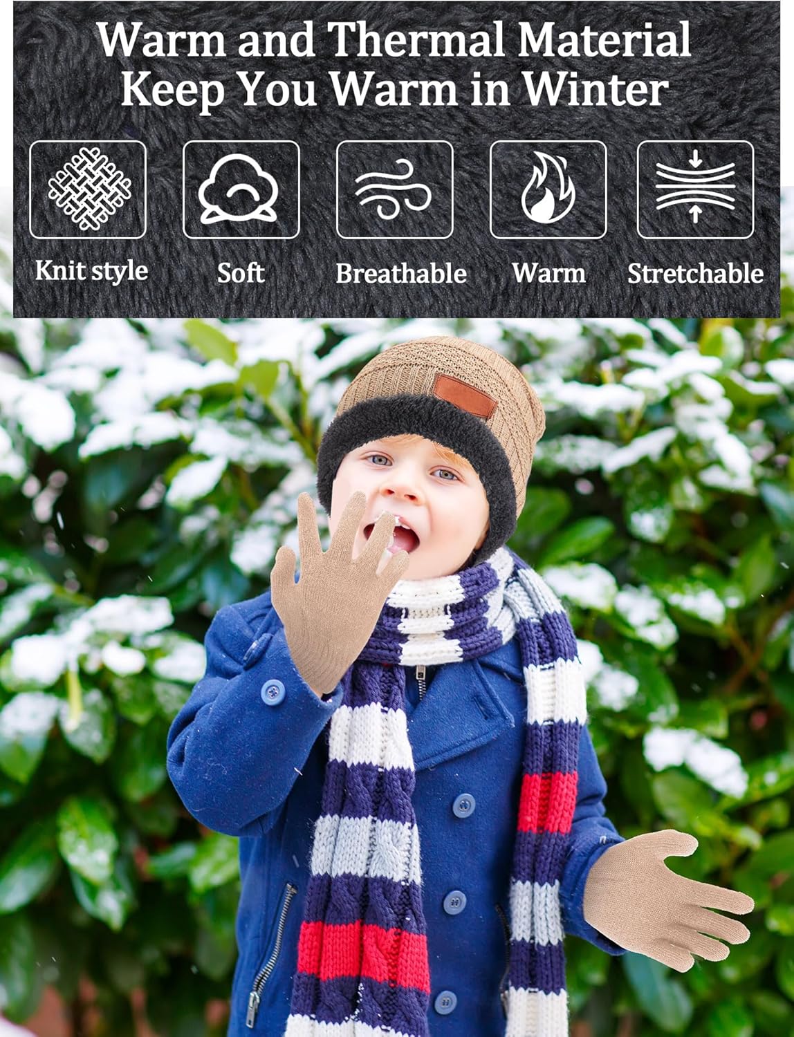 Toulite 72 Pcs Kids Winter Hats Gloves Bulk Warm Knitted fleece Beanie Knitted Gloves Cold Weather for Boys Girls Homeless