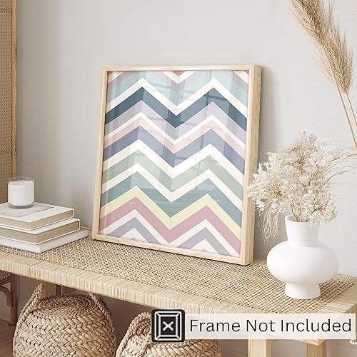 Miniatura 3 de Ethan Taylor Abstract Wall Art Prints Unframed Square Posters 'Retro 70s Hippie Chevron Pattern II' Retro Home Décor for Living Room, Bedroom,