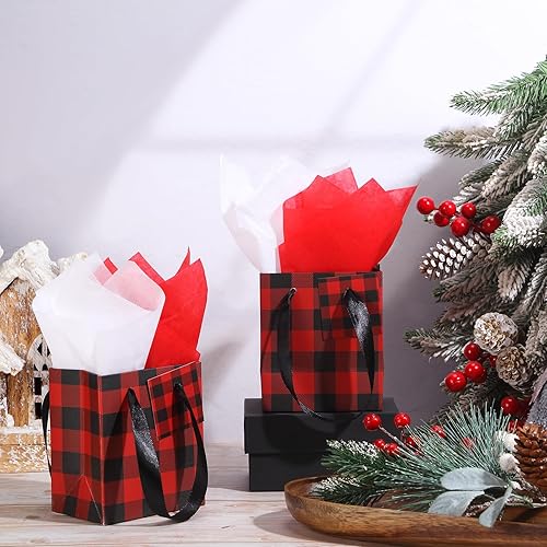 Miniatura 5 de Tenare 12 bolsas pequeñas de regalo para el día de la madre, mini bolsas de papel metálicas con etiqueta de asa y pañuelo, bolsa envolvente para
