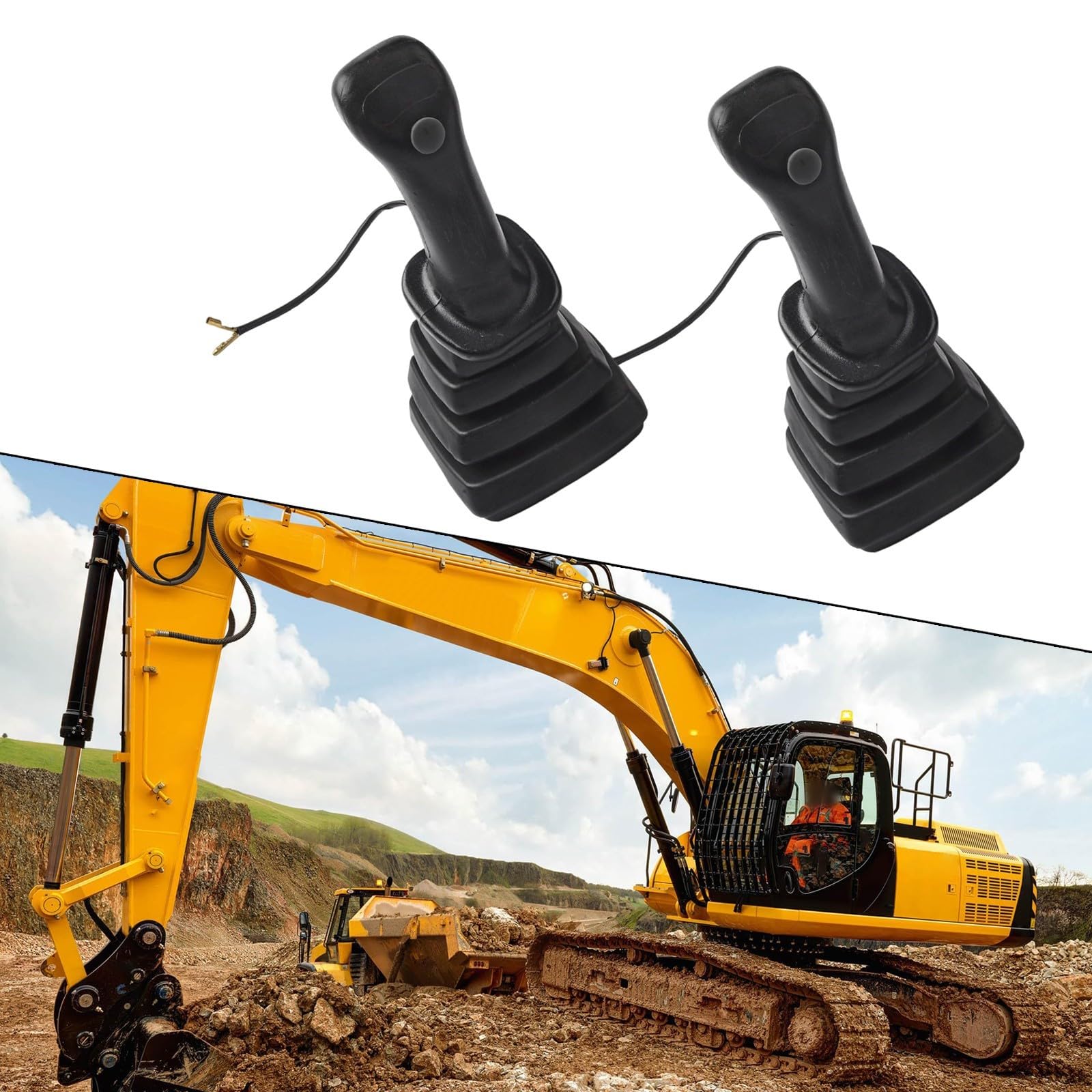 Leva di controllo, Leva di controllo per escavatore, Parte Rexroth per escavatore, Leva di controllo ABS nera, Maniglia joystick resistente, Macchinari per la costruzione
