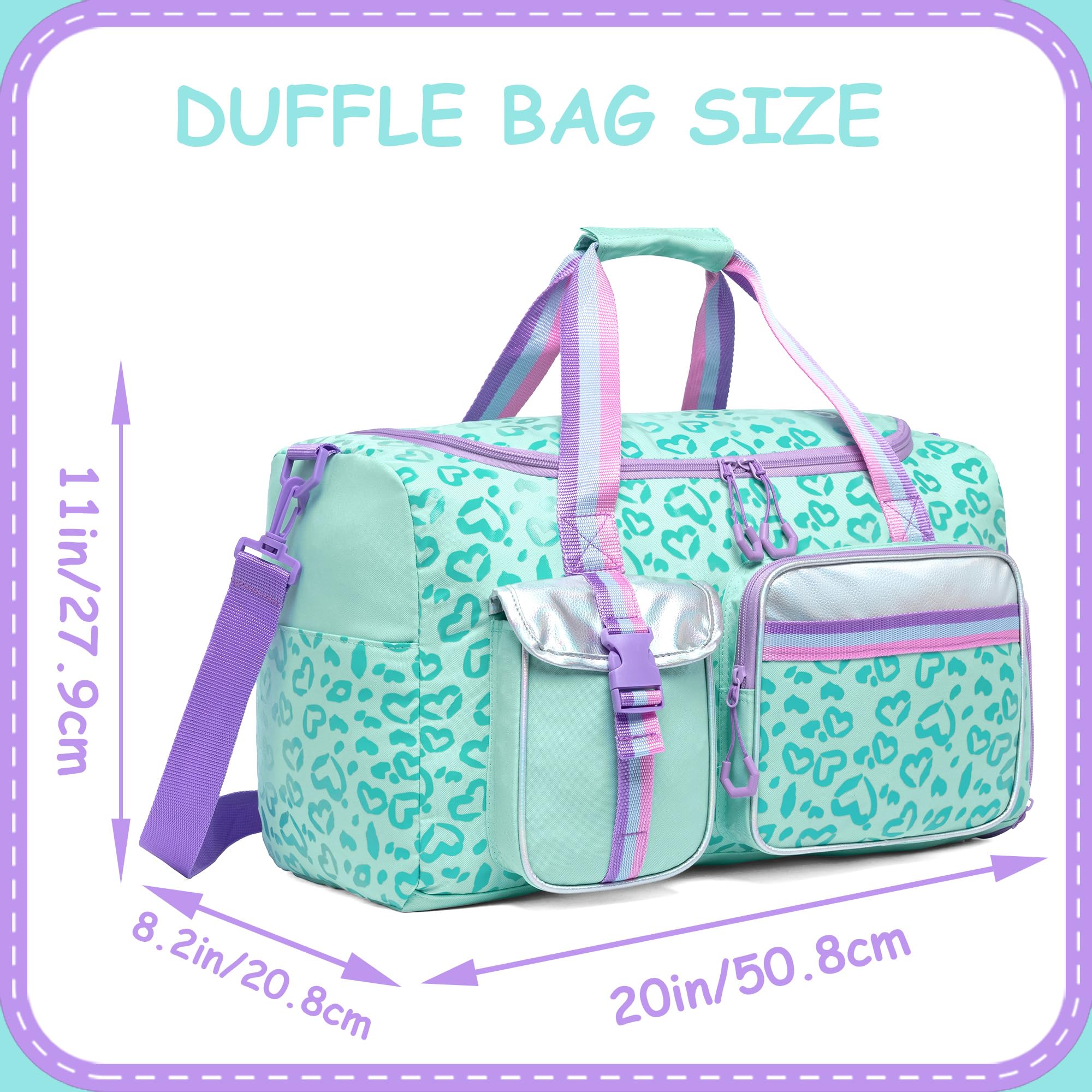 Kids Overnighter Duffel Bags for Kids Carry-On for School Overnight Travel Weekender Tote for Travel Gym Sport Bag for Girls - Image 2