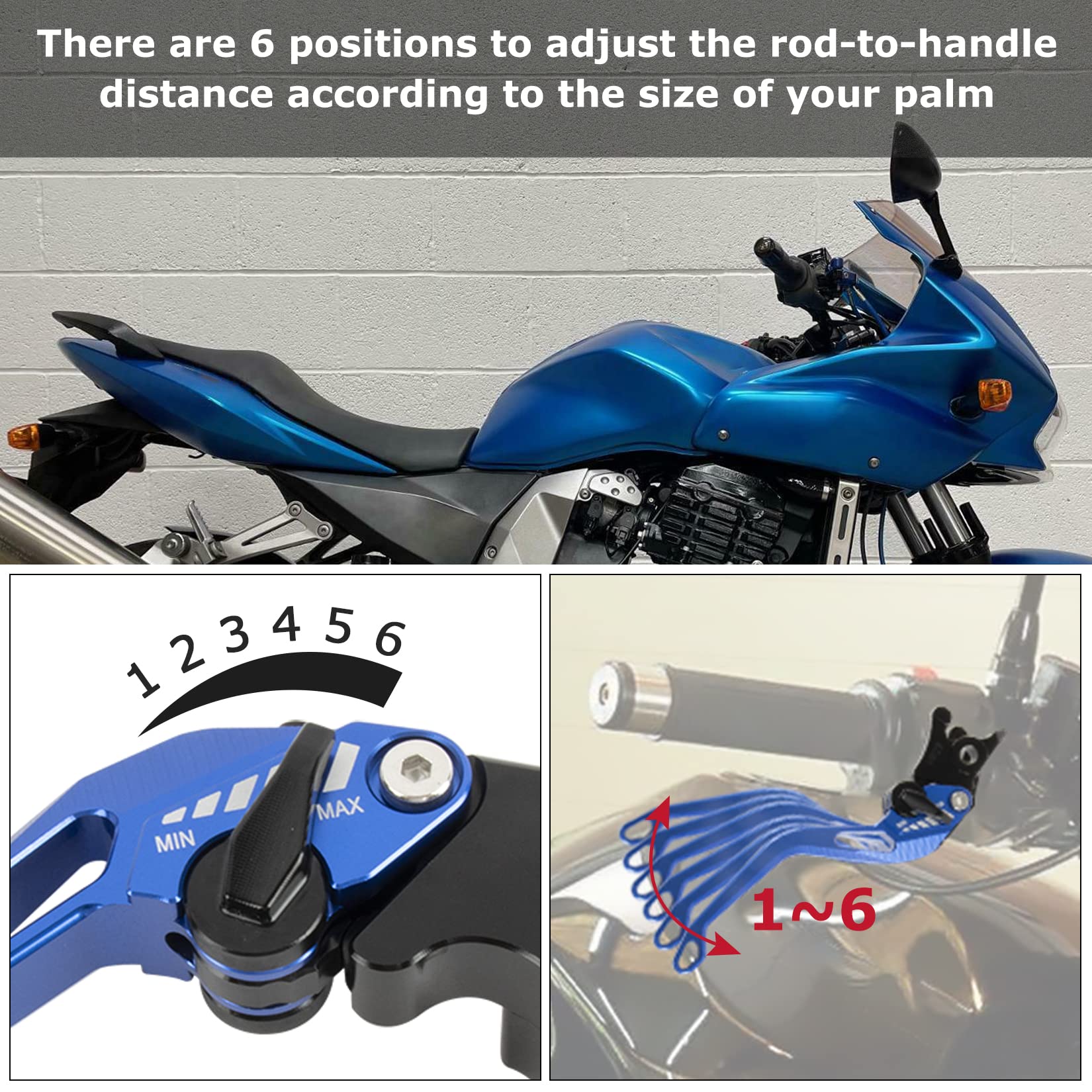 PSLER Leva Freno e Frizione Moto Set 147mm per MT-125 R125 2014-2021 Blu