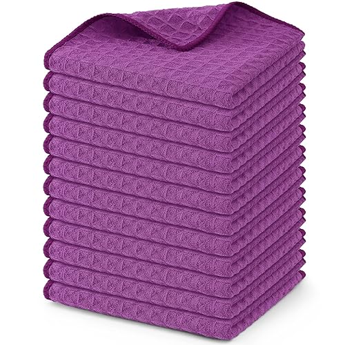 Homaxy Microfiber Waffle Weave Kitchen Dish Cloths, 12 x 12