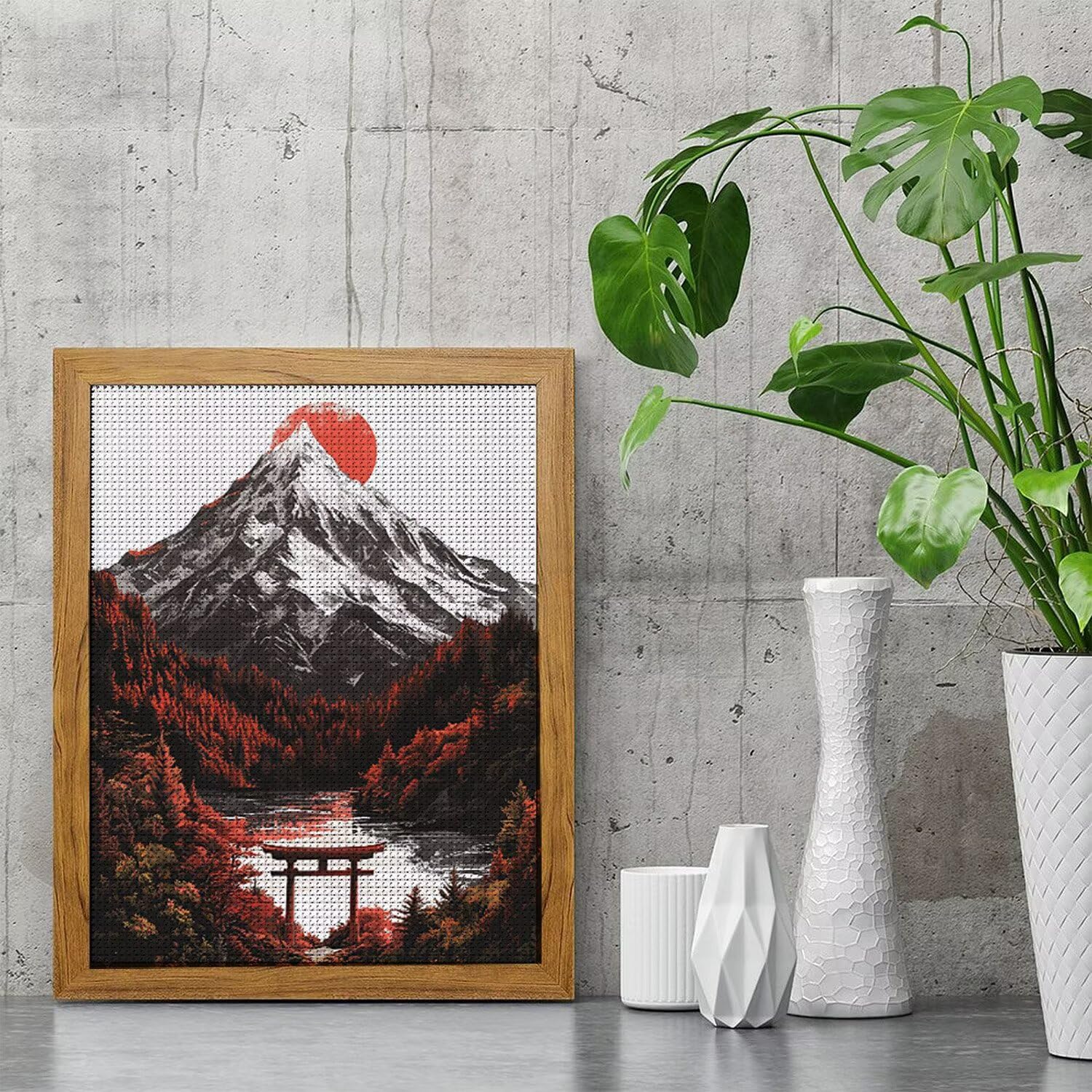 Obraz diamentowy 5D, DIY Mount Fuji Diament Pełny obraz, okrągły diament, diamentowy obraz artystyczny Rhinestone Ścieg krzyżykowy Malarstwo dla dorosłych Dzieci Początkujący, Dekoracja ścienna