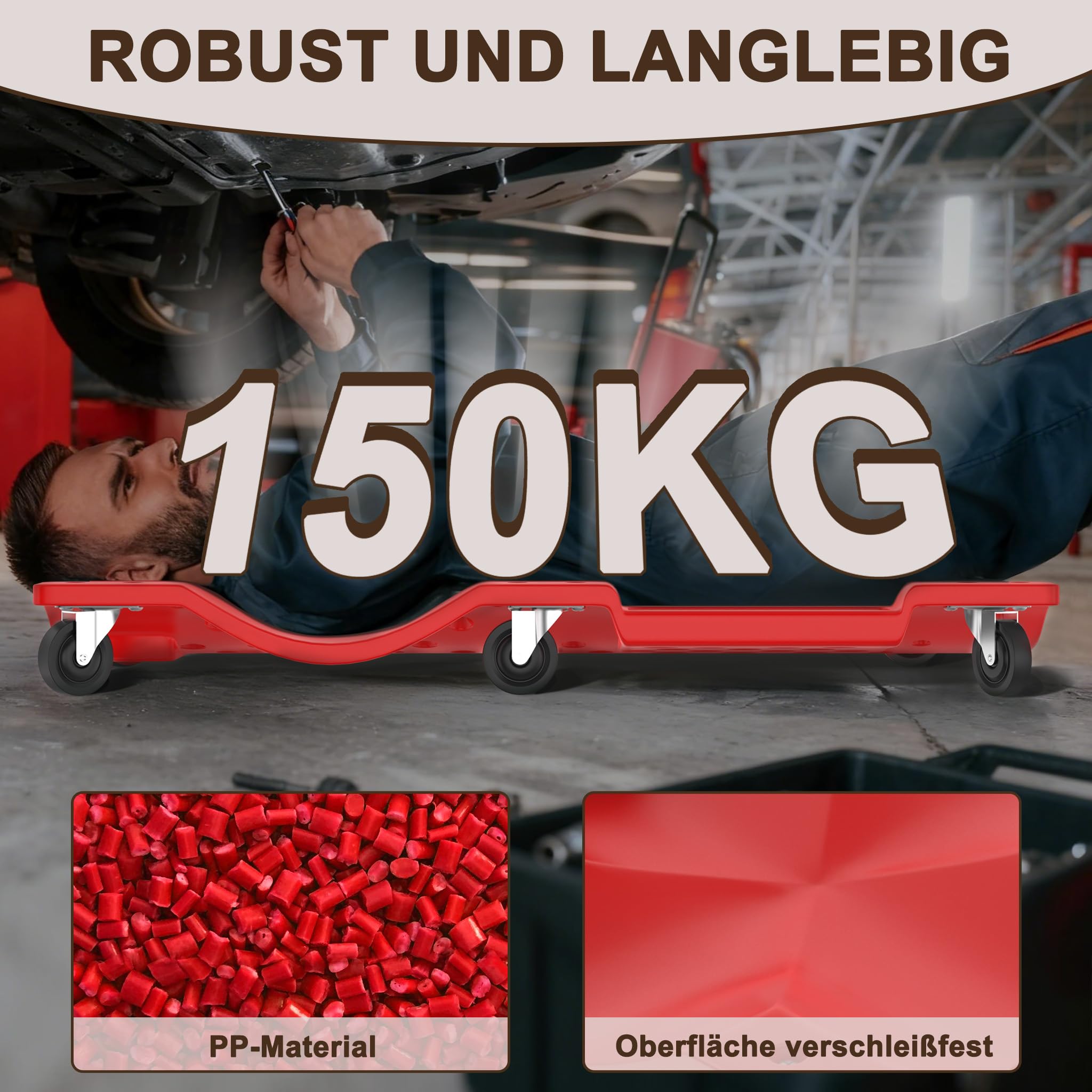 HENGMEI Camilla para Trabajos mecánicos Plataforma Camilla de Taller Camilla de Montaje para Taller con 6 Ruedas Giro de 360°, 102x48cm