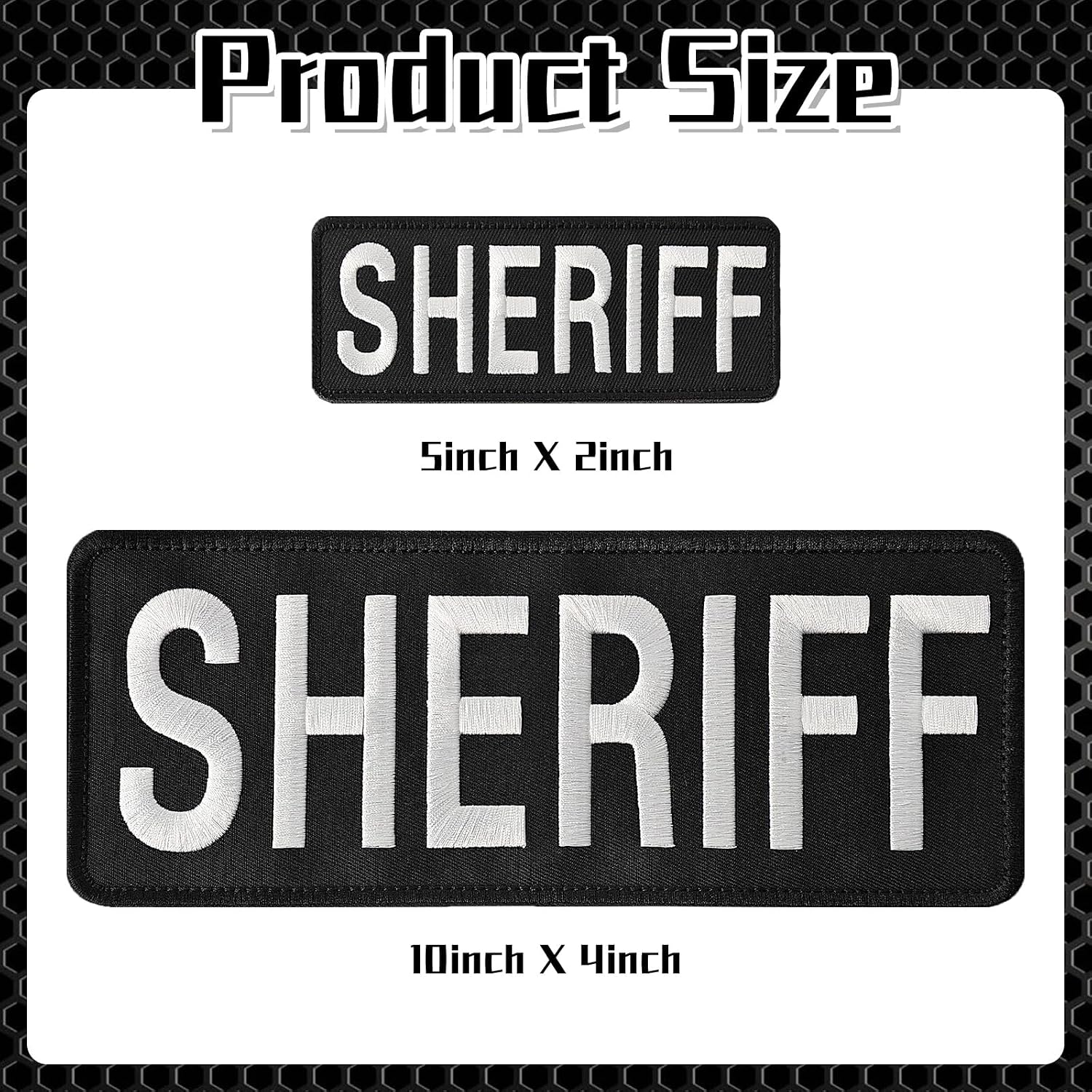 2 Pack Sheriff Patches Hook and Loop System - Sheriff Patch for Vest, Jacket 10.75" x 4"(Black)