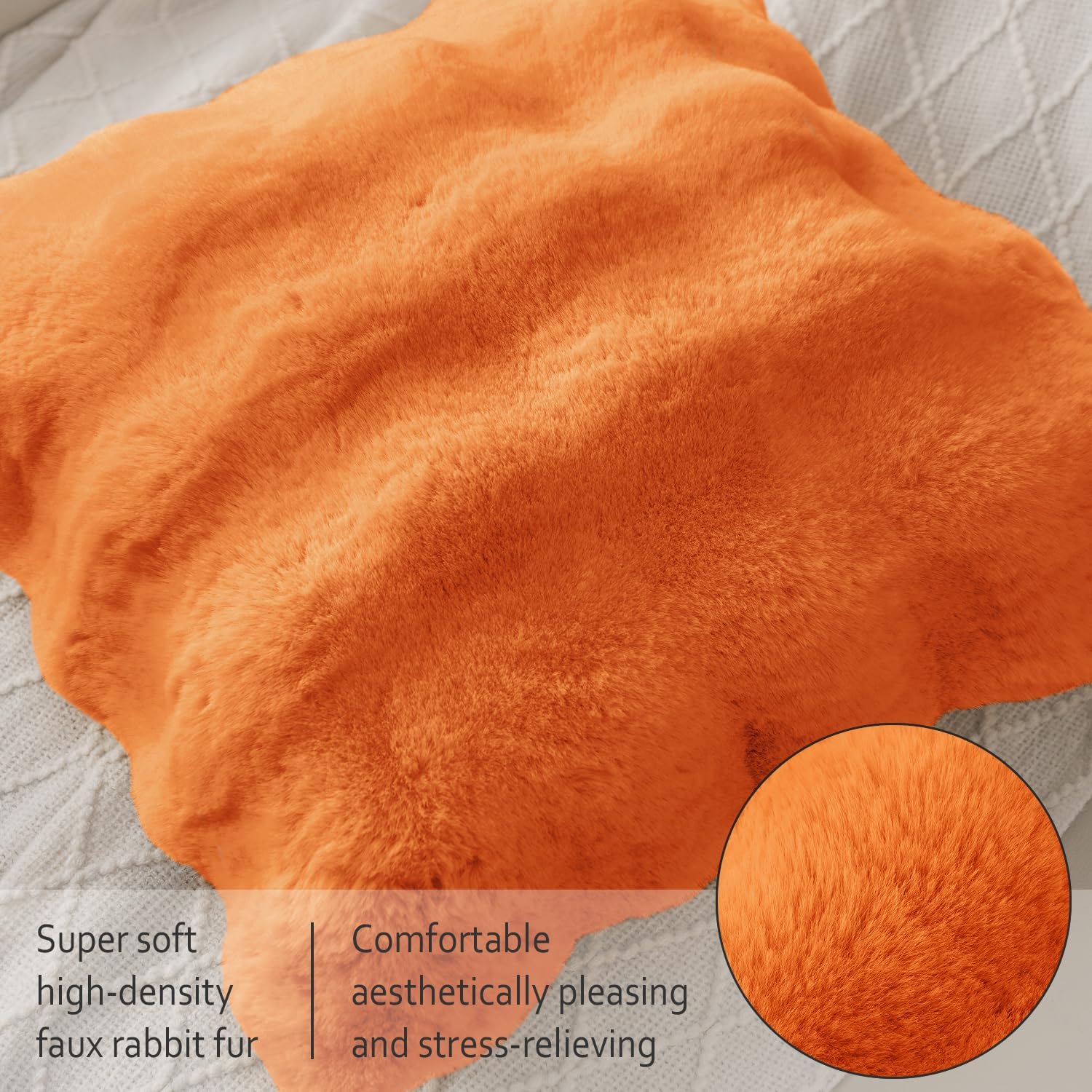 SOMAHE Plush Throw Pillow Covers Set of 2 Faux Fur Couch Pillowcase for Office Home Sofa Decor Soft Pillow Cover Orange 20x20 Inch