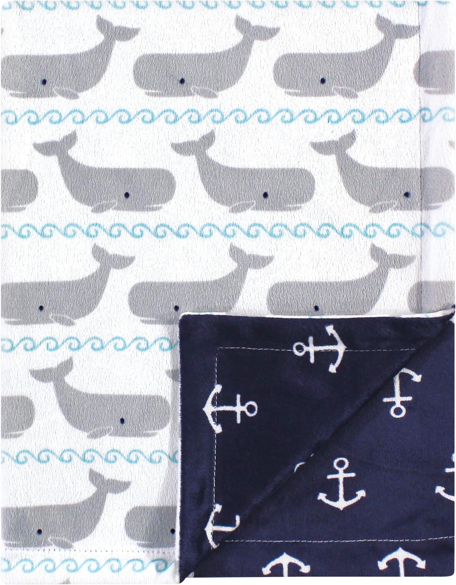 Hudson Baby Unisex Baby Plush Mink Blanket, Whales, One Size