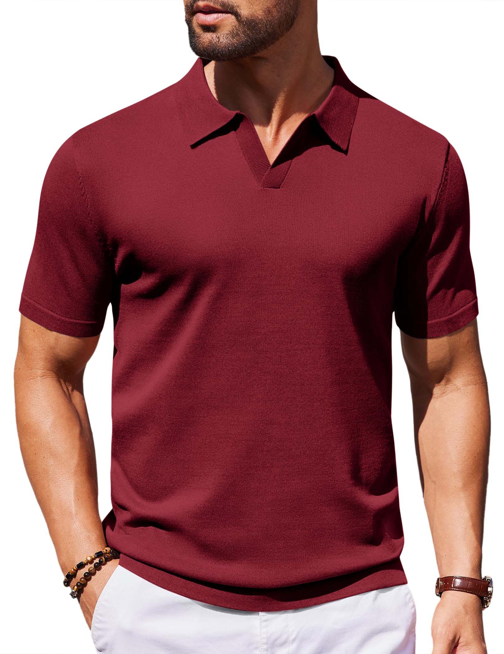 COOFANDY Strick Poloshirt Herren Kurzarm Sommer Polo Shirt Casual Golf Shirts Regular Fit