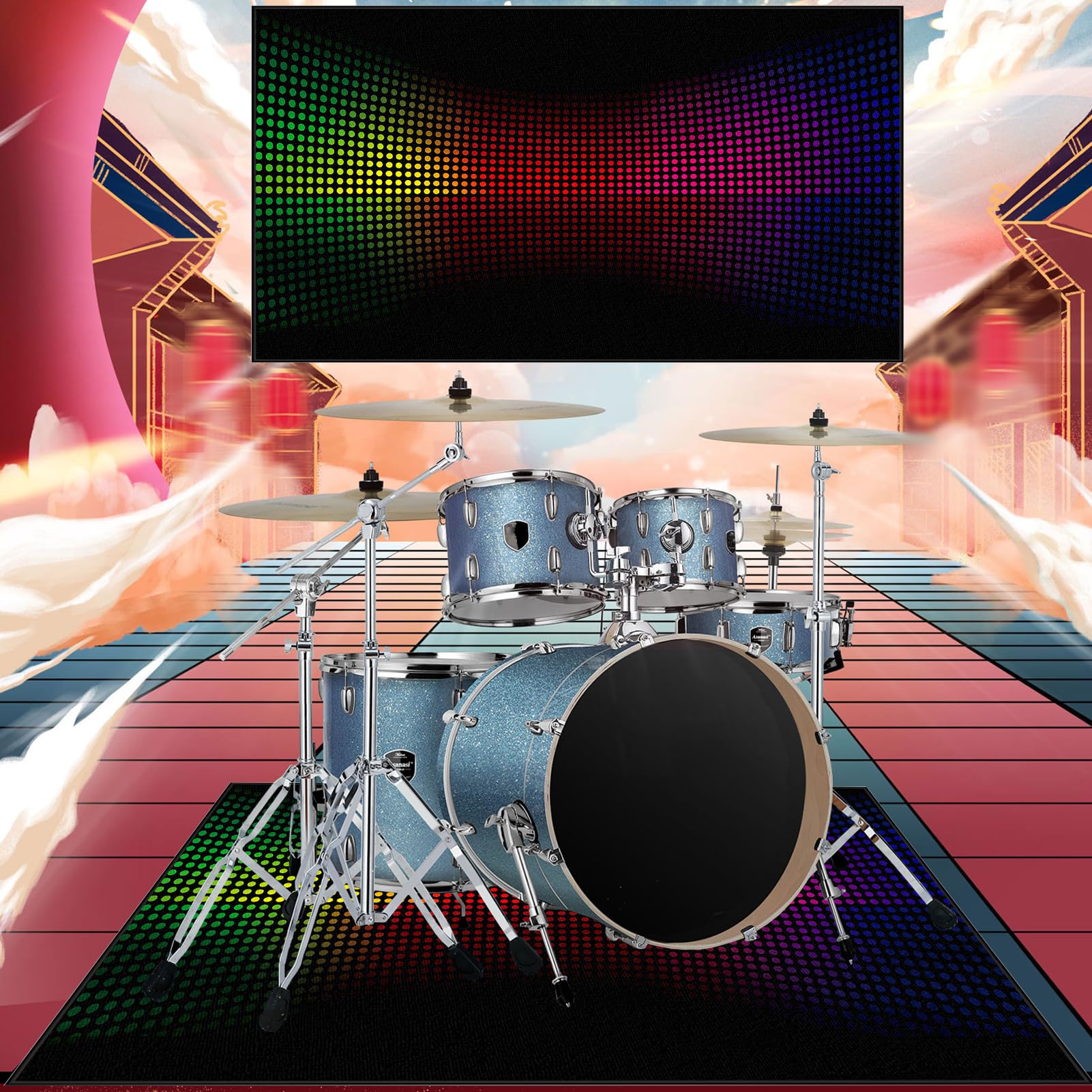 180 x 140 cm Maty na baterie antywibracyjne, mata na baterie elektroniczne, antypoślizgowa mata bębna, dźwiękoszczelna mata do bębna i innych instrumentów muzycznych