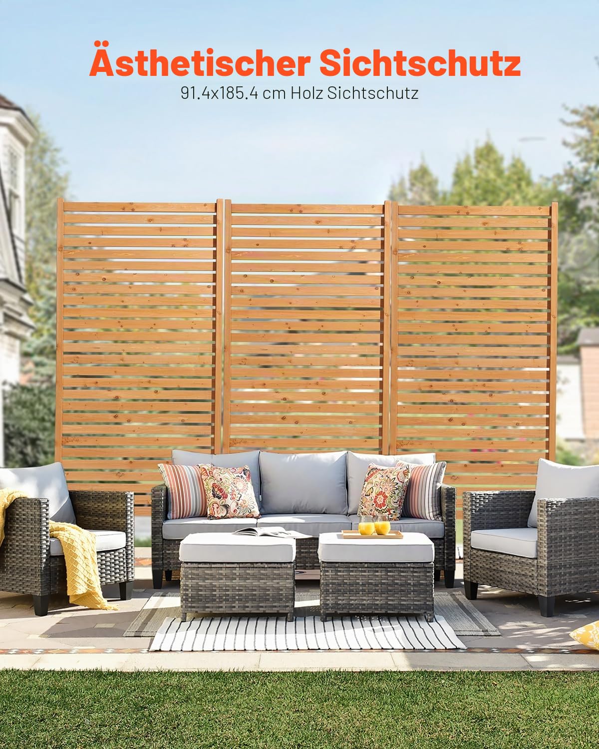 VEVOR Sichtschutz aus Holz, 91x6,3x187 cm, Raumteiler für den Außenbereich, freistehender Raumtrenner, dekorativer Trennwand für die Terrasse, Außentrennwand für Balkon, Terrasse, Rasen, Garten