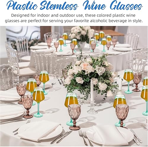 Miniatura 5 de Gandeer 6 copas de vino con tallo de 15 onzas, vasos acrílicos de cristal, reutilizables, irrompibles, elegantes copas de vino, regalos para mujeres